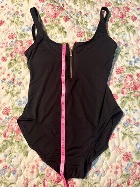MICHAEL Michael Kors Black Zip-Front One-Piece Swimsuit